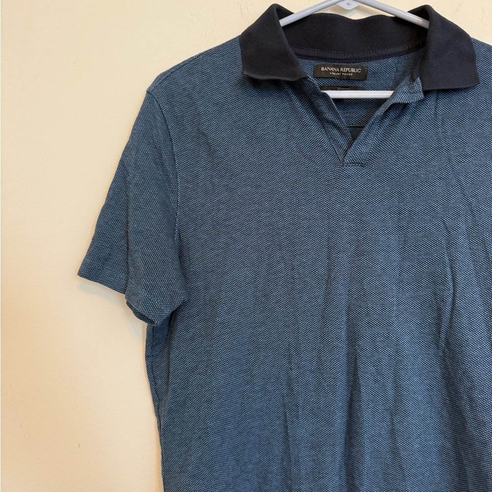 2/$30 Banana Republic - Luxury Touch Men’s Navy Polo Shirt w Black Collar Small - Picture 4 of 8